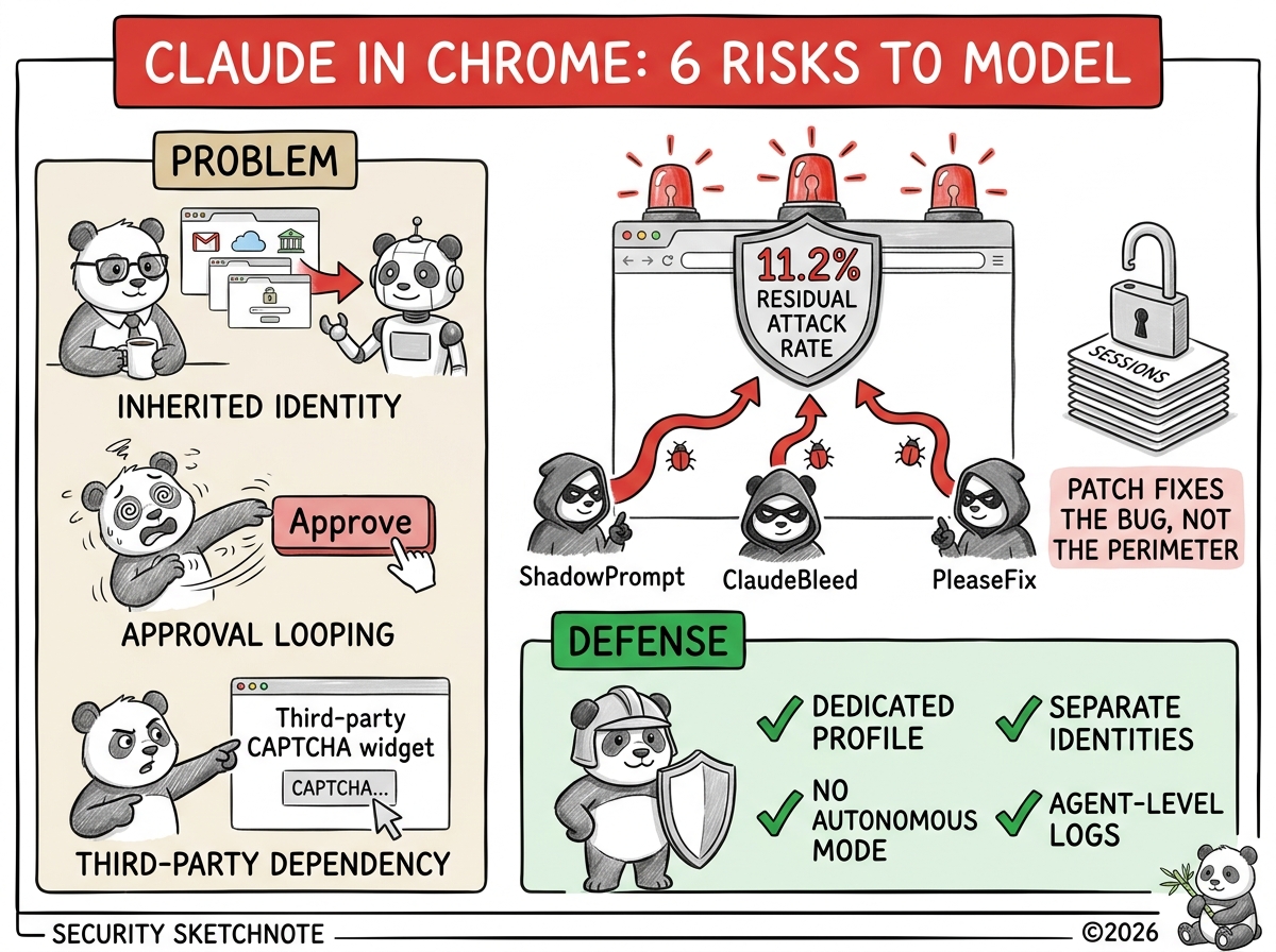 Sketchnote : Claude in Chrome, six risques CSA et trois incidents réels