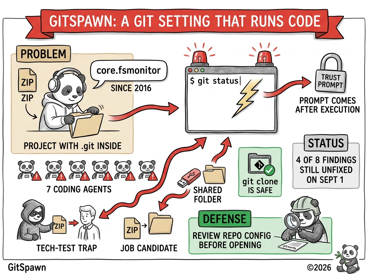 Sketchnote : GitSpawn, un réglage Git qui exécute du code dans les agents de codage